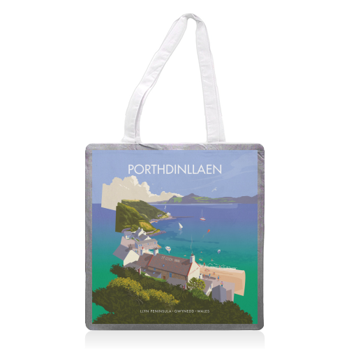 Porthdinllaen, Wales - printed canvas tote bag by Stephen Millership