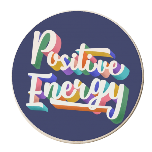 Positive Energy Typography - personalised beer coaster by Ania Wieclaw