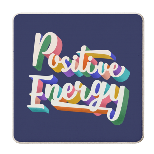 Positive Energy Typography - personalised beer coaster by Ania Wieclaw