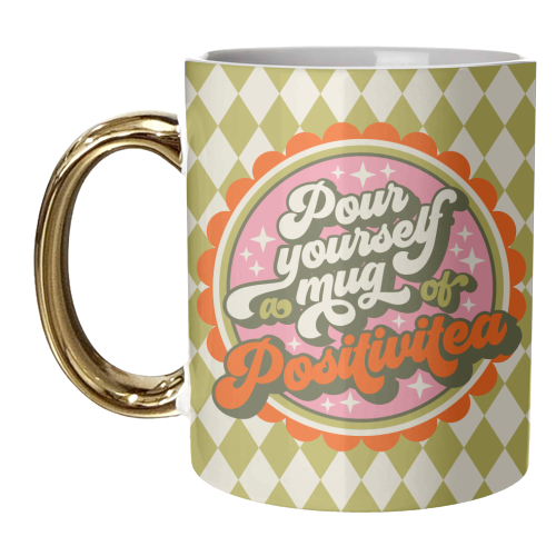 Pour Yourself a Mug of Positivitea - unique mug by Claire Atwood
