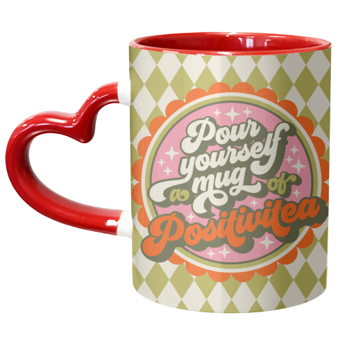 Pour Yourself a Mug of Positivitea - unique mug by Claire Atwood