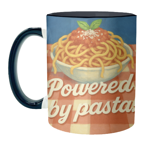 Powered by pasta! - unique mug by Eloise