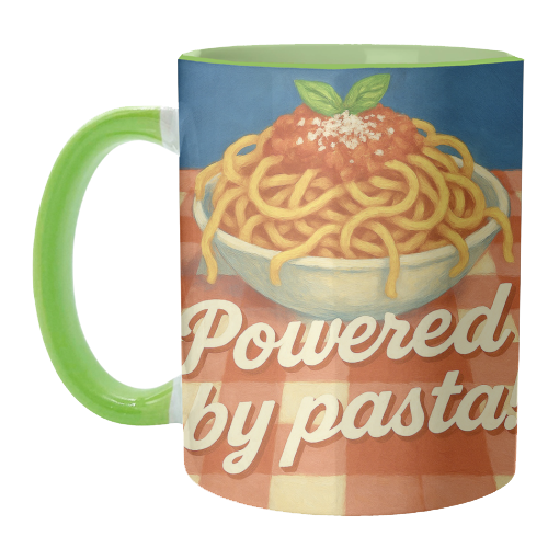 Powered by pasta! - unique mug by Eloise
