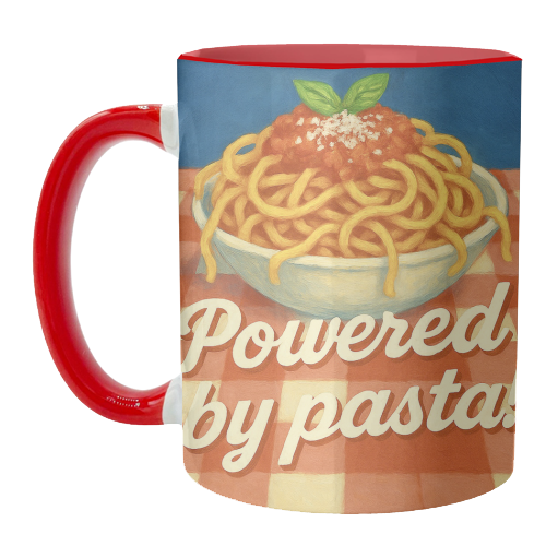 Powered by pasta! - unique mug by Eloise