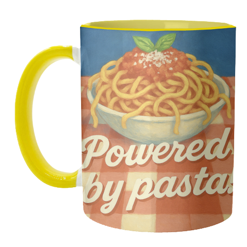 Powered by pasta! - unique mug by Eloise