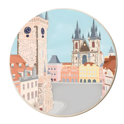 Prague Czech Republic Travel - personalised beer coaster by Kun Pact