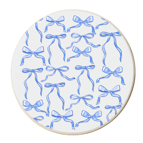 Preppy Blue Bows - personalised beer coaster by EZbie