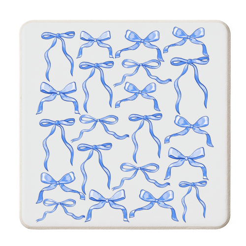 Preppy Blue Bows - personalised beer coaster by EZbie