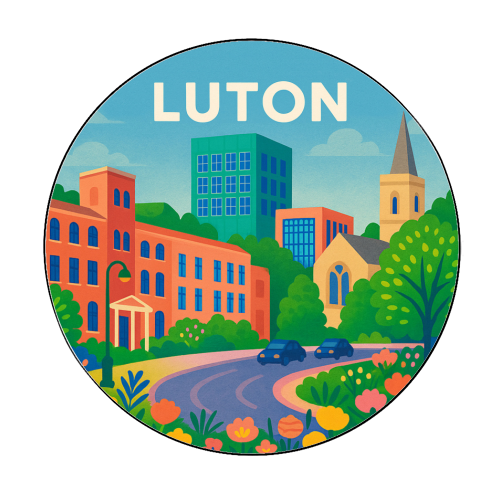Pretty Luton - Circle Sticker by Lilly Rose