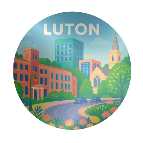Pretty Luton - Circle Sticker by Lilly Rose
