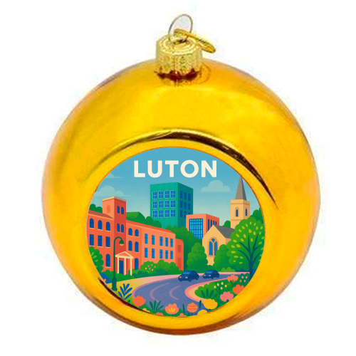 Pretty Luton - colourful christmas bauble by Lilly Rose