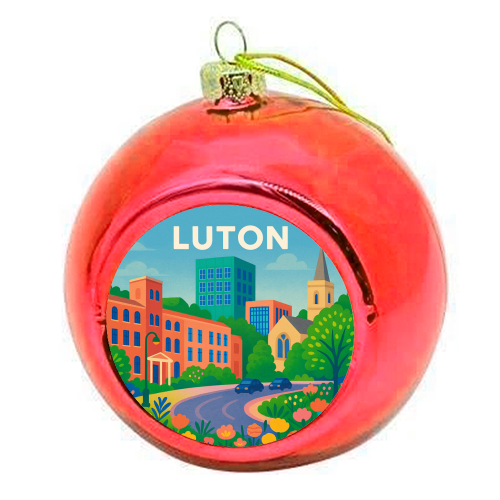Pretty Luton - colourful christmas bauble by Lilly Rose
