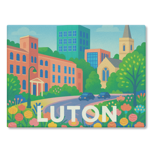 Pretty Luton - glass chopping board by Lilly Rose