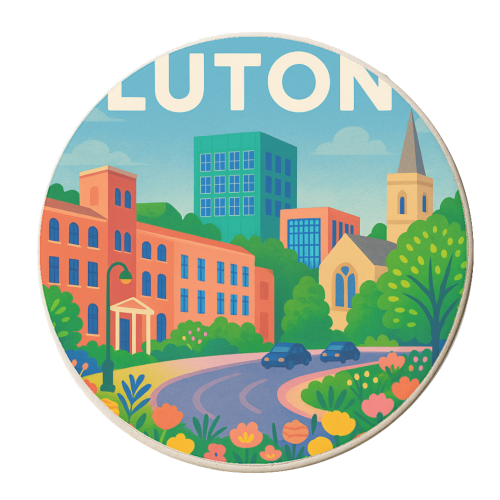 Pretty Luton - personalised beer coaster by Lilly Rose