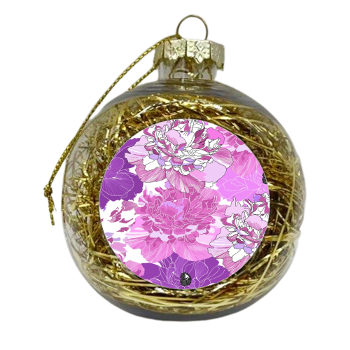 Pretty Peonies - xmas bauble by Gemma Davison