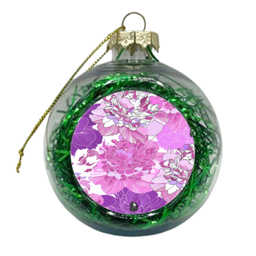 Pretty Peonies - xmas bauble by Gemma Davison