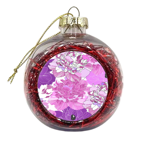 Pretty Peonies - xmas bauble by Gemma Davison