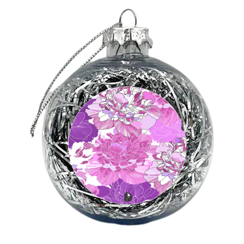 Pretty Peonies - xmas bauble by Gemma Davison