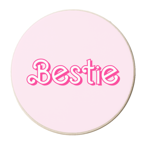 Pretty Pink Bestie - personalised beer coaster by Adam Regester