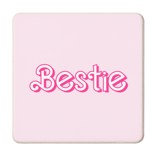 Pretty Pink Bestie - personalised beer coaster by Adam Regester