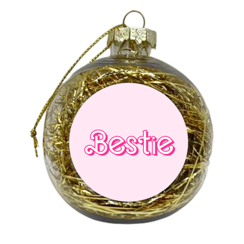 Pretty Pink Bestie - xmas bauble by Adam Regester