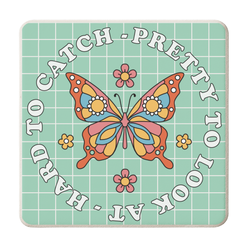 PRETTY TO LOOK AT - HARD TO CATCH - personalised beer coaster by AbiGoLucky