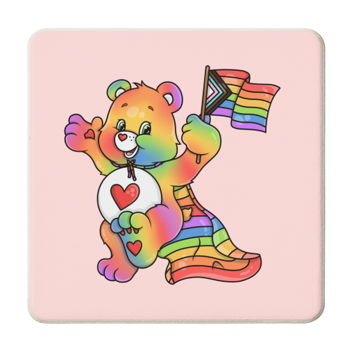 Pride Care Bear - personalised beer coaster by Amy Farmer