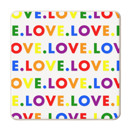 Pride flag love print - personalised beer coaster by The Girl Next Draw