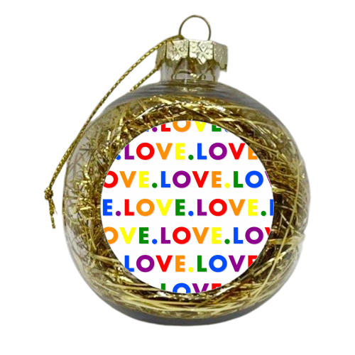 Pride flag love print - xmas bauble by The Girl Next Draw