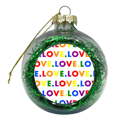Pride flag love print - xmas bauble by The Girl Next Draw