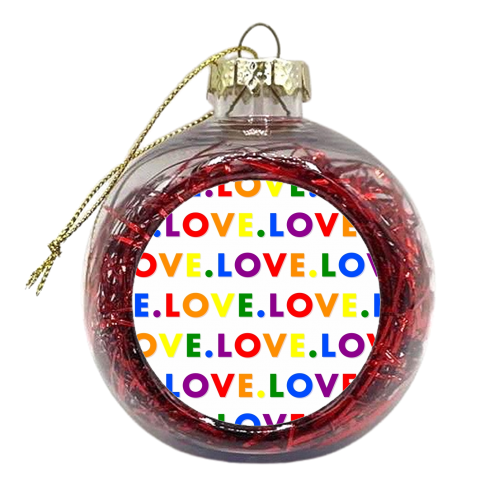 Pride flag love print - xmas bauble by The Girl Next Draw