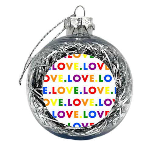 Pride flag love print - xmas bauble by The Girl Next Draw