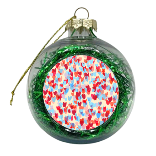 Pride Love Hearts Red - xmas bauble by Ninola Design