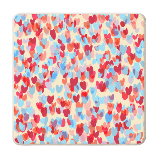 Pride Love Hearts Red - personalised beer coaster by Ninola Design