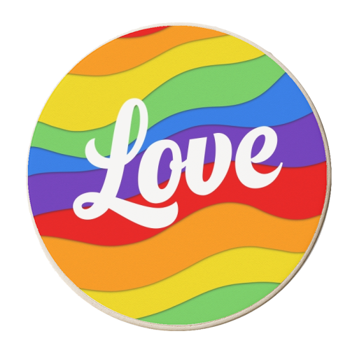 Pride rainbow love print - personalised beer coaster by The Girl Next Draw