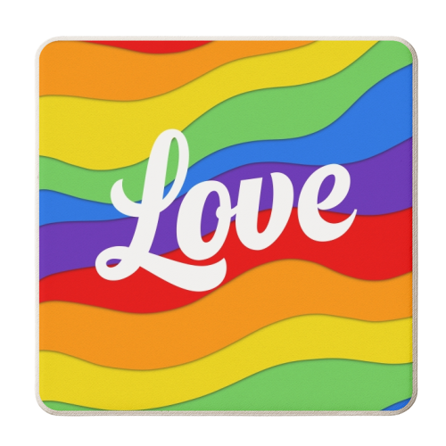 Pride rainbow love print - personalised beer coaster by The Girl Next Draw