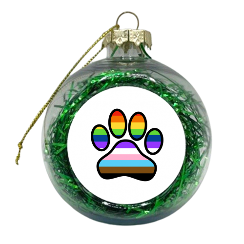 Pride Rainbow Paw Print - xmas bauble by Adam Regester