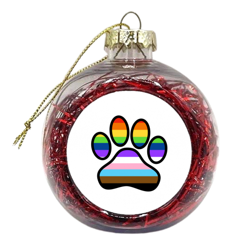 Pride Rainbow Paw Print - xmas bauble by Adam Regester