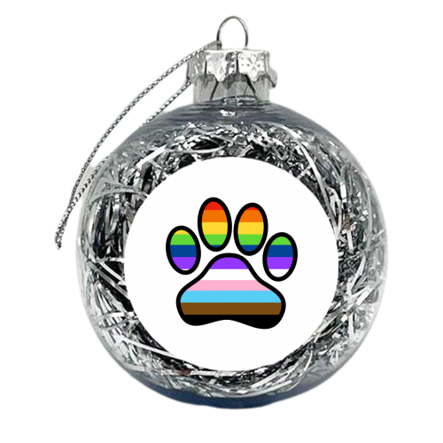 Pride Rainbow Paw Print - xmas bauble by Adam Regester