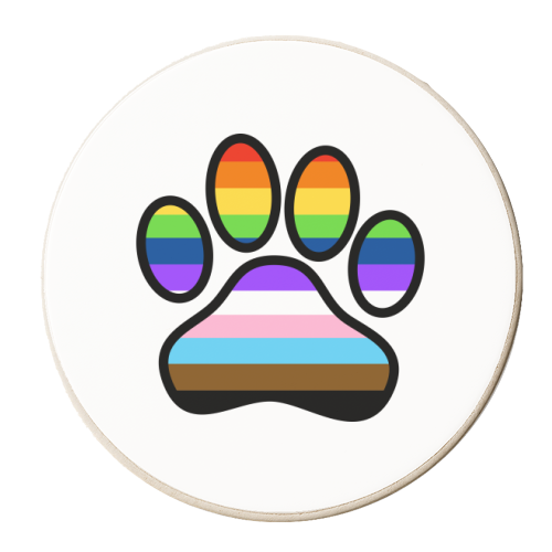 Pride Rainbow Paw Print - personalised beer coaster by Adam Regester