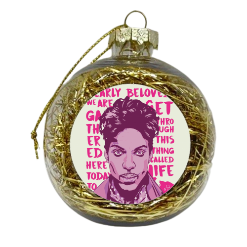 Prince - Purple Reign - xmas bauble by Rick Letford