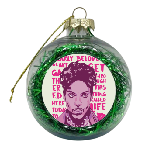 Prince - Purple Reign - xmas bauble by Rick Letford