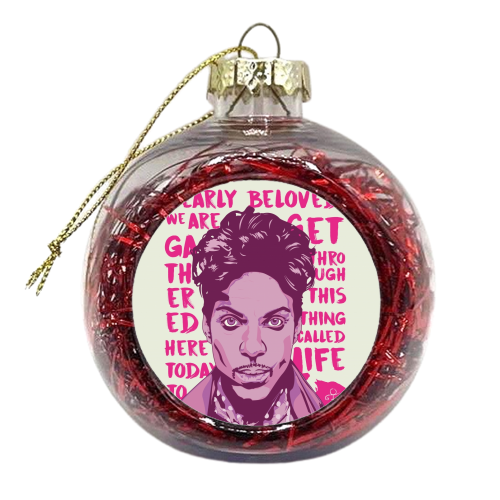 Prince - Purple Reign - xmas bauble by Rick Letford