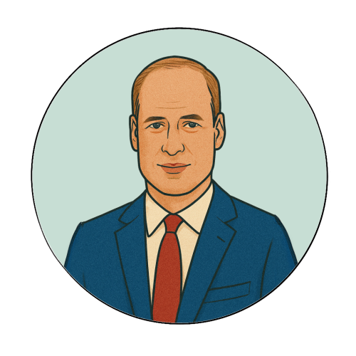 Prince William - Circle Sticker by Ms Doodle