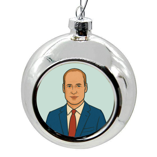 Prince William - colourful christmas bauble by Ms Doodle