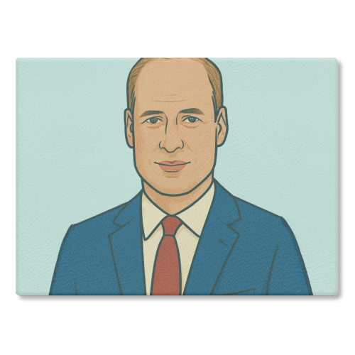 Prince William - glass chopping board by Ms Doodle