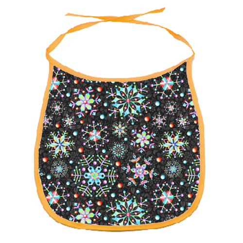 Prismatic Snowflakes - funny baby bib by Patricia Shea