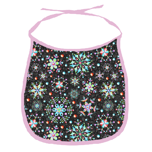 Prismatic Snowflakes - funny baby bib by Patricia Shea