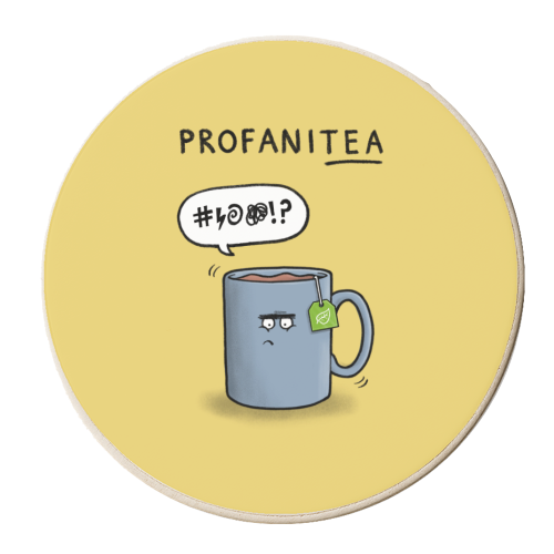 Profani-tea - personalised beer coaster by Carl Batterbee