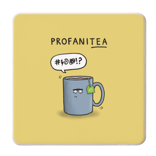 Profani-tea - personalised beer coaster by Carl Batterbee